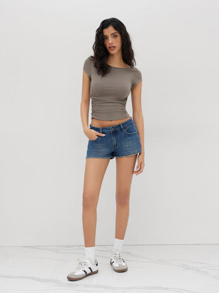 Boat Neck Ruched Tee