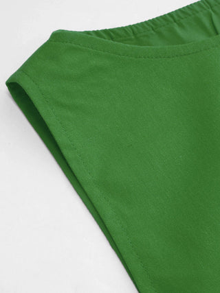 Linen-blend Linen-blend Boat Neck Tie Side Knotted Split Tank Top For Vacation