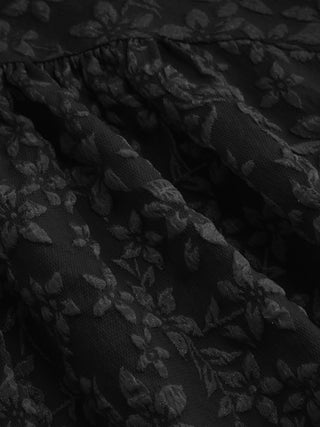 Jacquard U-neckline Floral Backless Bowknot Mini Dress
