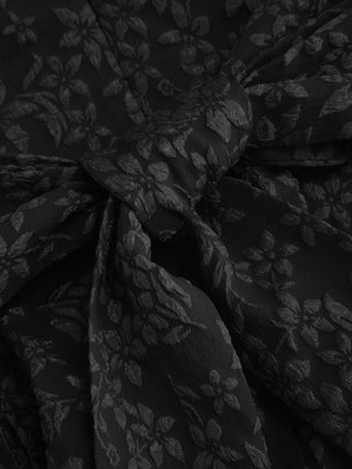 Jacquard U-neckline Floral Backless Bowknot Mini Dress
