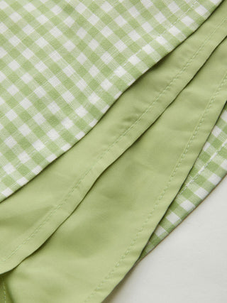 Valentine Woven U-neckline Gingham Bowknot Crop Tank Top & Low Rise Mini Skirt Set For Date