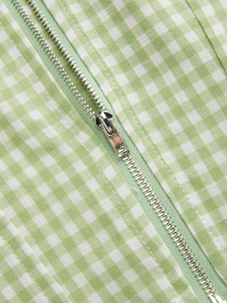 Valentine Woven U-neckline Gingham Bowknot Crop Tank Top & Low Rise Mini Skirt Set For Date