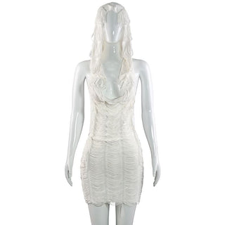 Hoodie backless halter mini dress