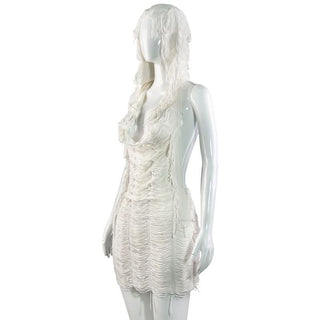 Hoodie backless halter mini dress