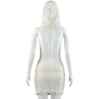 Hoodie backless halter mini dress