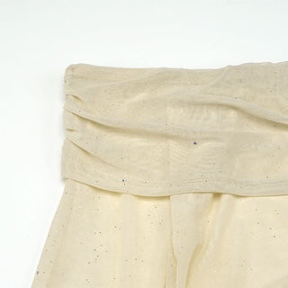 Long sleeve off shoulder glitter mesh ruched mini dress