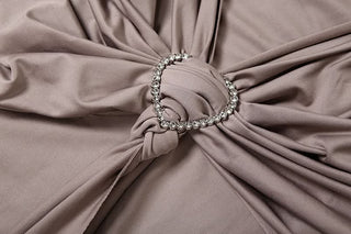 Crewneck long sleeve ruched slit maxi dress