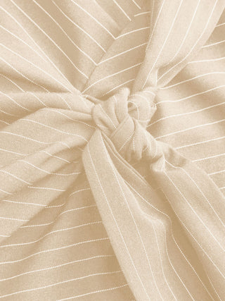 Woven Boat Neck Stripe Knotted Oversized Top For Work