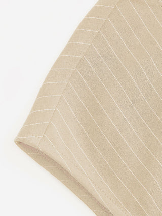 Woven Boat Neck Stripe Knotted Oversized Top For Work
