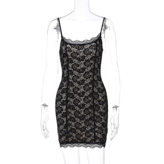 U neck lace cami mini dress