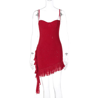 Ruched glitter cami mini dress