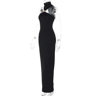 High neck slit sleeveless maxi dress