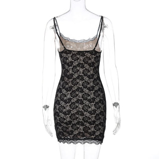 U neck lace cami mini dress