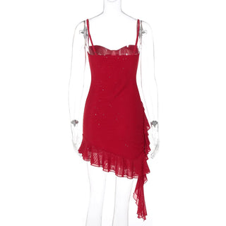 Ruched glitter cami mini dress