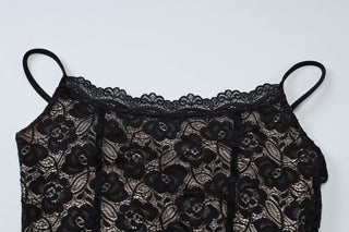 U neck lace cami mini dress