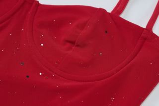 Ruched glitter cami mini dress