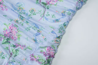 U neck flower print high slit cami maxi dress