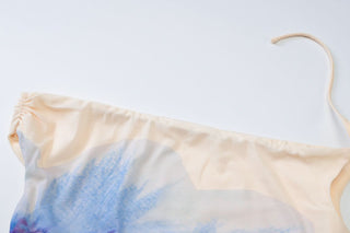 Off shoulder flower print lace hem maxi skirt set