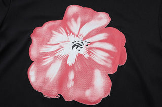 Crewneck flower pattern short sleeve crop top