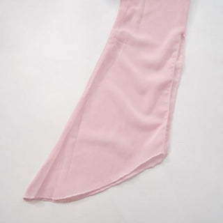 Cowl neck long sleeve chiffon see through mini dress