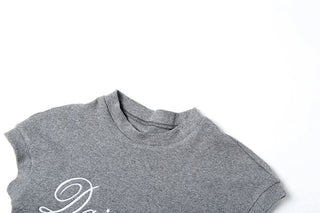 Crewneck letter embroidery short sleeve top