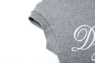 Crewneck letter embroidery short sleeve top