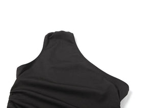 One shoulder hollow out slit ruffle cut out maxi dress