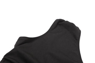 One shoulder hollow out slit ruffle cut out maxi dress