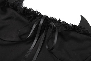 Off shoulder lace hem ruffle bowknot top