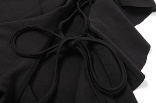 One shoulder hollow out slit ruffle cut out maxi dress