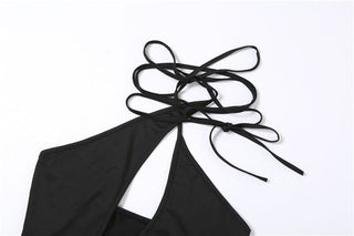 Halter mesh irregular backless top