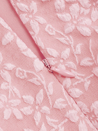 Jacquard U-neckline Floral Backless Bowknot Mini Dress