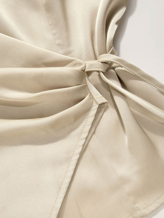 Satin Collar Knotted Shirt
