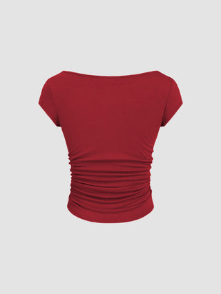 Boat Neck Ruched Tee