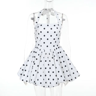 Polka dot halter mini dress