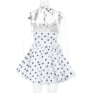 Polka dot halter mini dress