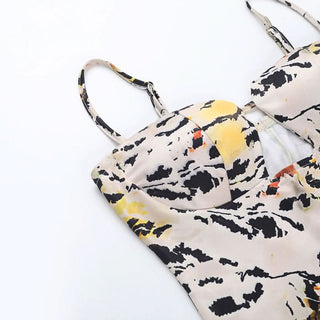 Tiger print hollow out cami cut out mini dress