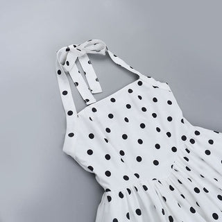 Polka dot halter mini dress