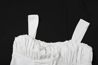 Ruched lace up zip-up cami mini dress