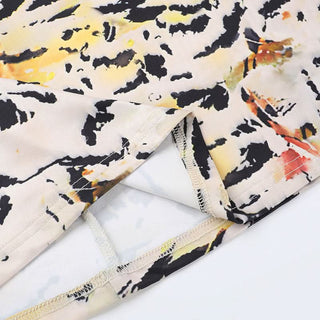 Tiger print hollow out cami cut out mini dress