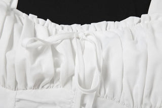 Ruched lace up zip-up cami mini dress