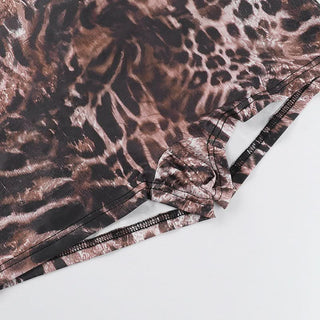 Halter leopard print backless romper