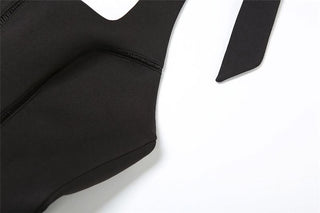 Halter square neck self tie mini dress