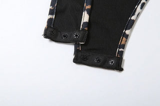 Leopard print u neck 2 piece cami short pant set