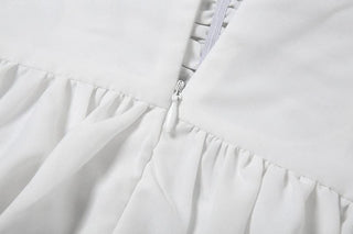 Ruched lace up zip-up cami mini dress