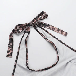 Halter leopard print backless romper