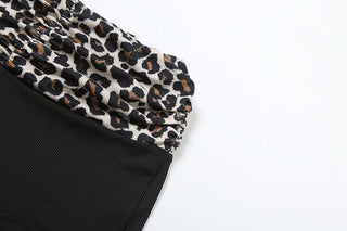 Leopard print u neck 2 piece cami short pant set