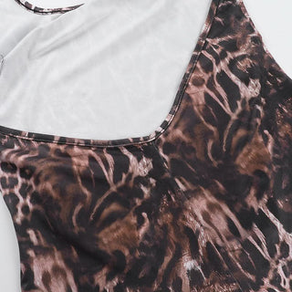 Halter leopard print backless romper