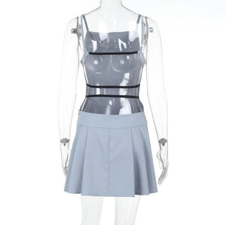 Pleated backless cami mini dress