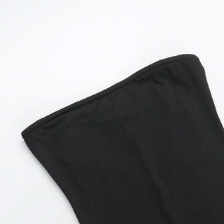 Mesh high slit tube maxi dress